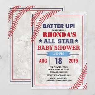 Vintage Grunge uitnodiging voor baseball baby show