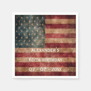 Vintage Grunge USA Stars & Stripes 65e verjaardag Servet