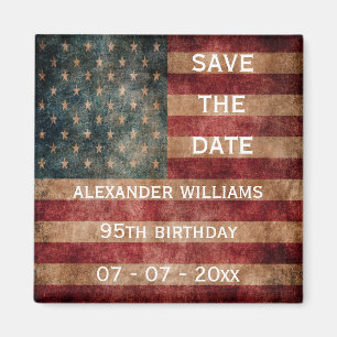 Vintage Grunge USA Stars & Stripes 95e Verjaardag Magneet