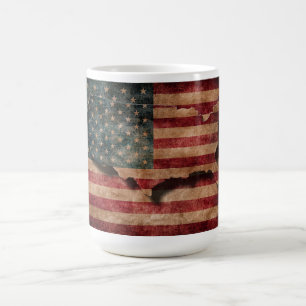 Vintage Grunge USA Vlag en Landkaart met Sterren e Koffiemok