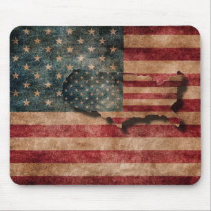 Vintage Grunge USA Vlag en Landkaart met Sterren e Muismat