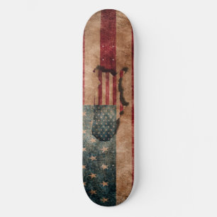 Vintage Grunge USA Vlag en Landkaart met Sterren e Skateboard