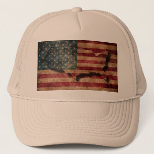 Vintage Grunge USA Vlag en Landkaart met Sterren e Trucker Pet