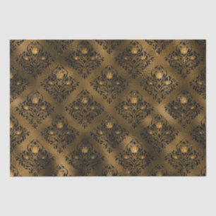 Vintage Grunge Zwart en Gouden Roos Damast Tissuepapier