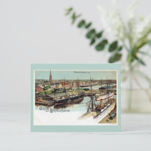 Vintage Gruss aus Bremerhaven litho Briefkaart (Staand voorkant)
