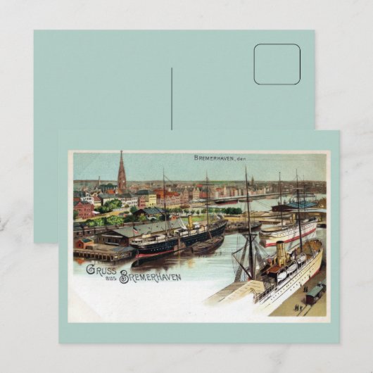 Vintage Gruss aus Bremerhaven litho Briefkaart (Voorkant / Achterkant)