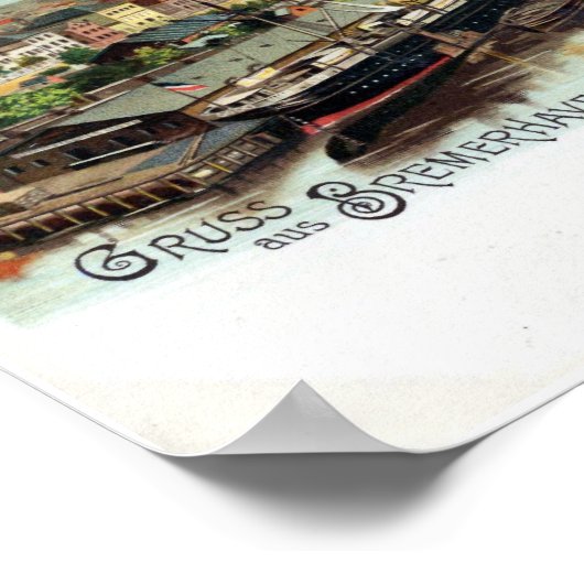 Vintage Gruss aus Bremerhaven litho Poster (Hoek)