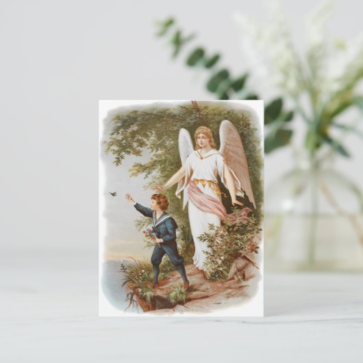 Vintage Guardian Angel Briefkaart (Staand voorkant)