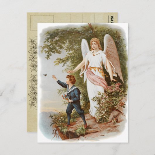 Vintage Guardian Angel Briefkaart (Voorkant / Achterkant)