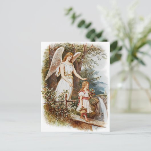 Vintage Guardian Angel Briefkaart (Staand voorkant)