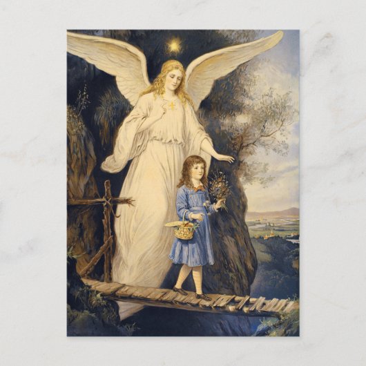 Vintage Guardian Angel Briefkaart (Voorkant)