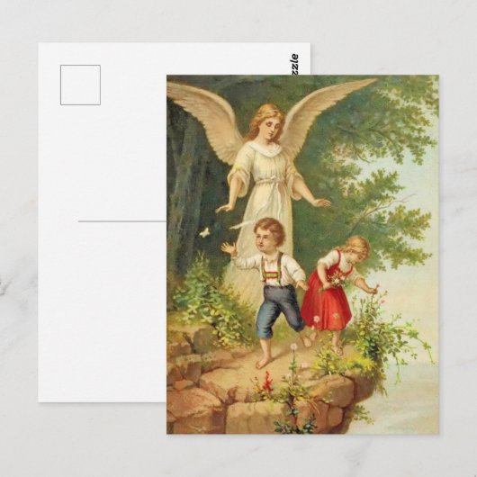 vintage guardian angel kinderen klift briefkaart (Voorkant / Achterkant)