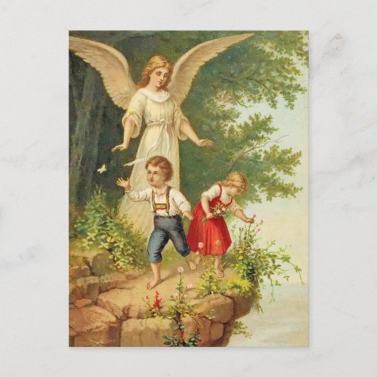 vintage guardian angel kinderen klift briefkaart (Voorkant)