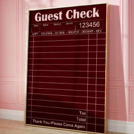 Vintage Guest Check Poster | Bourgondische Kunst