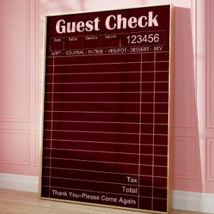 Vintage Guest Check Poster Bourgondische Kunst