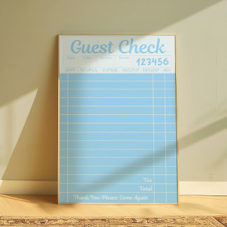 Vintage Guest Check Poster | Retro Restaurant Kuns