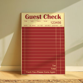 Vintage Guest Check Poster | Retro Restaurant Kuns