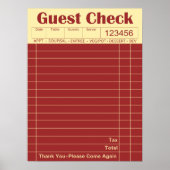 Vintage Guest Check Poster | Retro Restaurant Kuns (Voorkant)