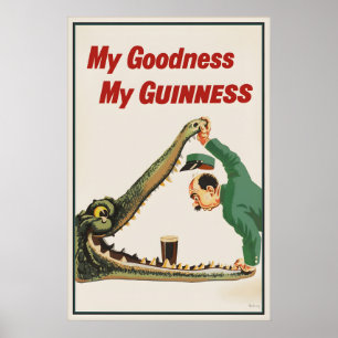 Vintage Guinness Krokodil Poster Print, Mijn