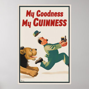 Vintage Guinness Leeuw Poster Print, Mijn Goedheid