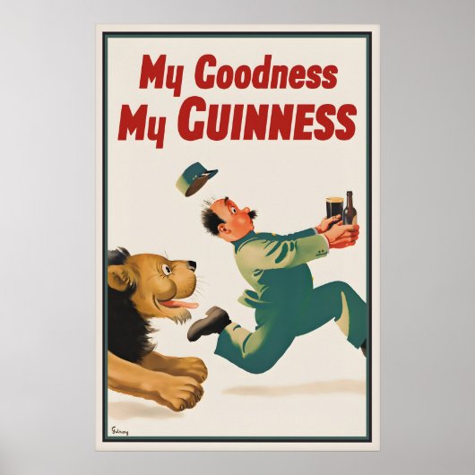 Vintage Guinness Leeuw Poster Print, Mijn Goedheid (Voorkant)