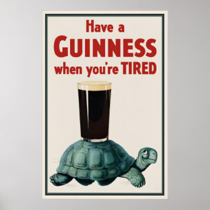 Vintage Guinness Turtle Poster Print, Iers Bier