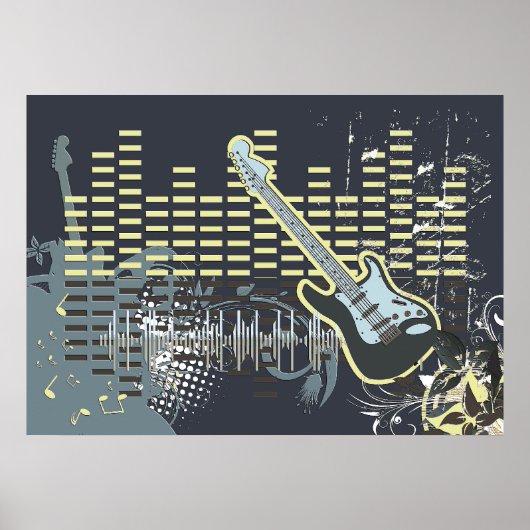 Vintage Guitar Music Poster (Voorkant)