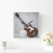 Vintage Guitar Wall Clock Vierkante Klok (Huis)