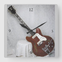 Vintage Guitar Wall Clock Vierkante Klok