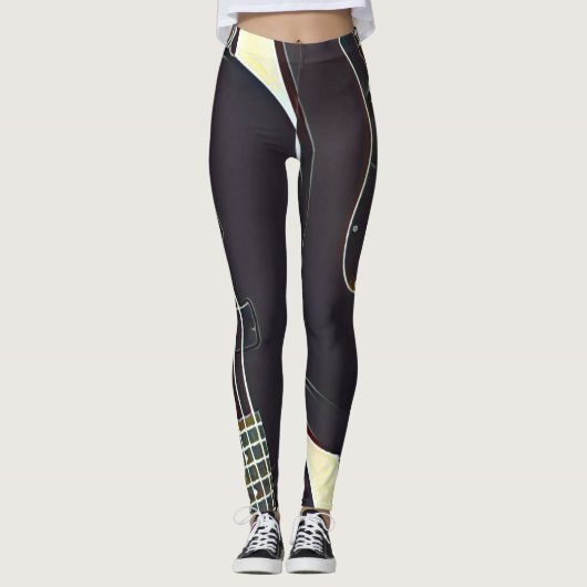 Vintage guitarist birthday gift leggings (Voorkant)