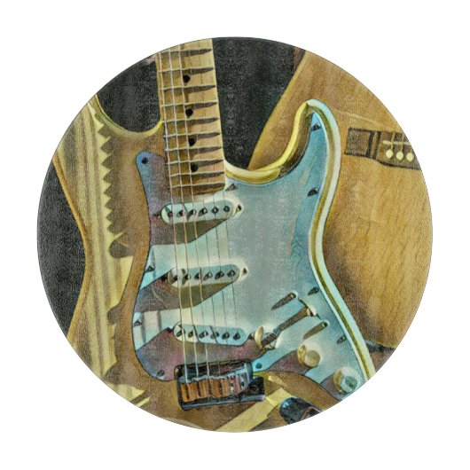 Vintage guitarist birthday gift snijplank (Voorkant)