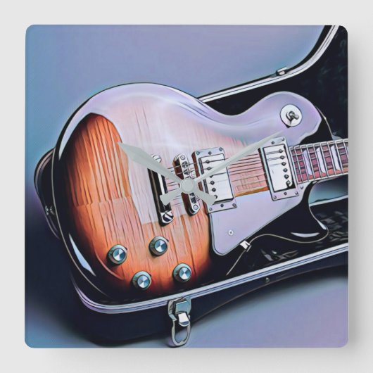 Vintage guitarist birthday gift vierkante klok (Voorkant)
