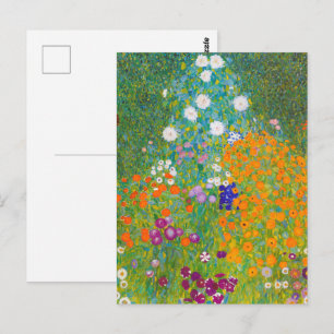 Vintage Gustav Klimt Cottage Garden Bloemkunst Briefkaart