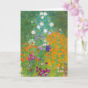 Vintage Gustav Klimt Cottage Garden Bloemkunst Kaart