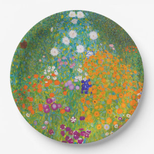 Vintage Gustav Klimt Cottage Garden Bloemkunst Papieren Bordje