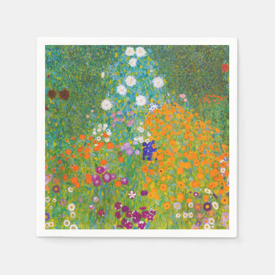 Vintage Gustav Klimt Cottage Garden Bloemkunst Servet