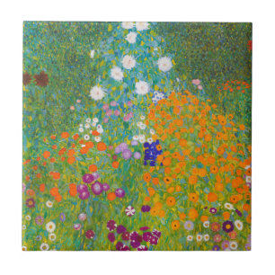 Vintage Gustav Klimt Cottage Garden Bloemkunst Tegeltje