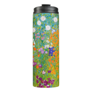 Vintage Gustav Klimt Cottage Garden Bloemkunst Thermosbeker