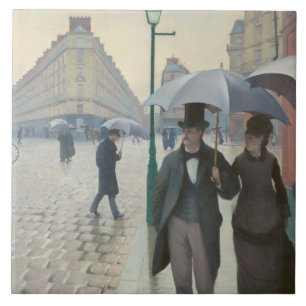 Vintage Gustave Caillebott Paris Street Rainy Day Tegeltje