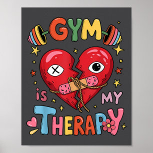 Vintage Gym Is Mijn Therapie Gym Workout Fitness M Poster
