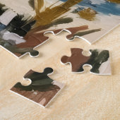 Vintage Haai met Kerstman Hoed Kerst Kunst Legpuzzel (Zijkant)