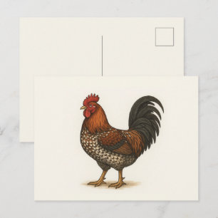 Vintage Haan Ansichtkaart Boerderij Kip Kunst Briefkaart