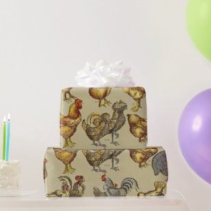 Vintage Haan Kippenpatroon: Boerderij Kunst Cadeaupapier
