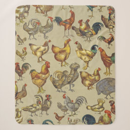 Vintage Haan Kippenpatroon: Boerderij Kunst Sherpa Deken