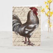 Vintage Haan, Verjaardag Kaart (Gele Bloem)