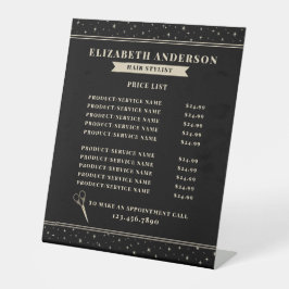 Vintage Hairstylist Beauty Salon Price List Reclamebord Met Voetstuk