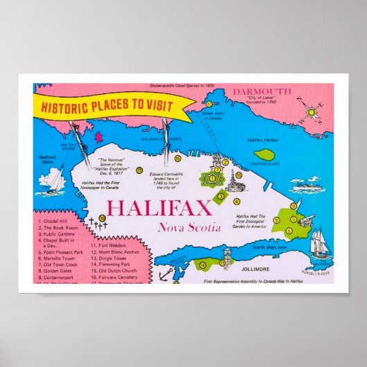 Vintage Halifax Nova Scotia Kaart Print (Voorkant)