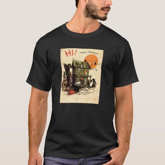 Vintage Halloween Afbeelding Man T Shirt (Voorkant)