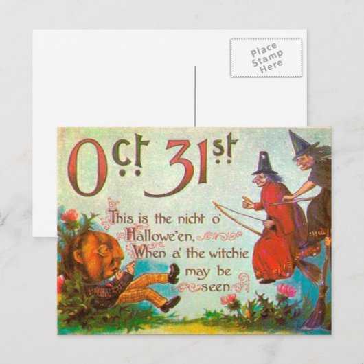 Vintage Halloween Art Briefkaart (Voorkant / Achterkant)