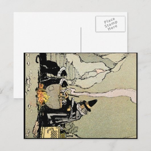 Vintage Halloween Art Briefkaart | Witch (Voorkant / Achterkant)